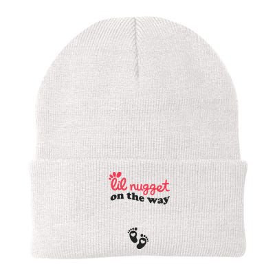 Lil Nugget On The Way Pregnancy Announcement Chicken Nugget Knit Cap Winter Beanie