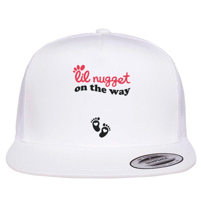 Lil Nugget On The Way Pregnancy Announcement Chicken Nugget Flat Bill Trucker Hat