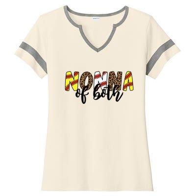 Leopard Nonna Of Both Baseball Softball Grandma Mother's Day Ladies Halftime Notch Neck Tee