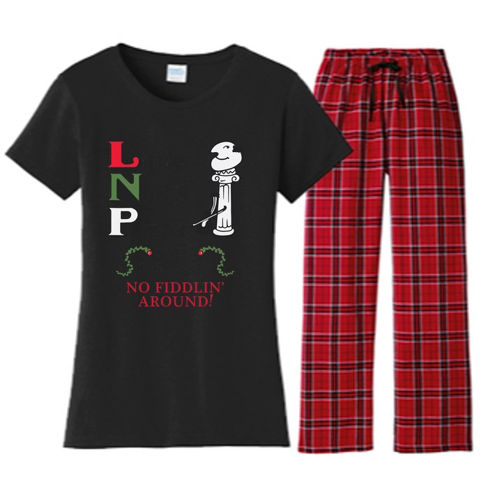 Little NeroS Pizza No Around Vintage Printed Graphic Women's Flannel Pajama Set