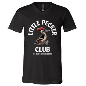 Little Nature Pecker Club Funny Woodpecker V-Neck T-Shirt