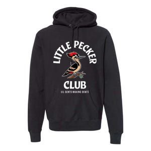 Little Nature Pecker Club Funny Woodpecker Premium Hoodie