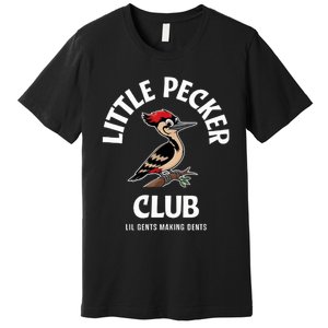 Little Nature Pecker Club Funny Woodpecker Premium T-Shirt