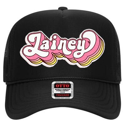 Lainey Name Personalized First Name Surname High Crown Mesh Back Trucker Hat