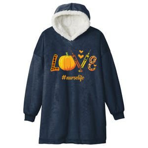 Love Nurse Pumpkin Leopard Fall Halloween Thanksgiving Meaningful Gift Hooded Wearable Blanket