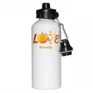 Love Nurse Pumpkin Leopard Fall Halloween Thanksgiving Meaningful Gift Aluminum Water Bottle