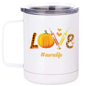 Love Nurse Pumpkin Leopard Fall Halloween Thanksgiving Meaningful Gift 12 oz Stainless Steel Tumbler Cup