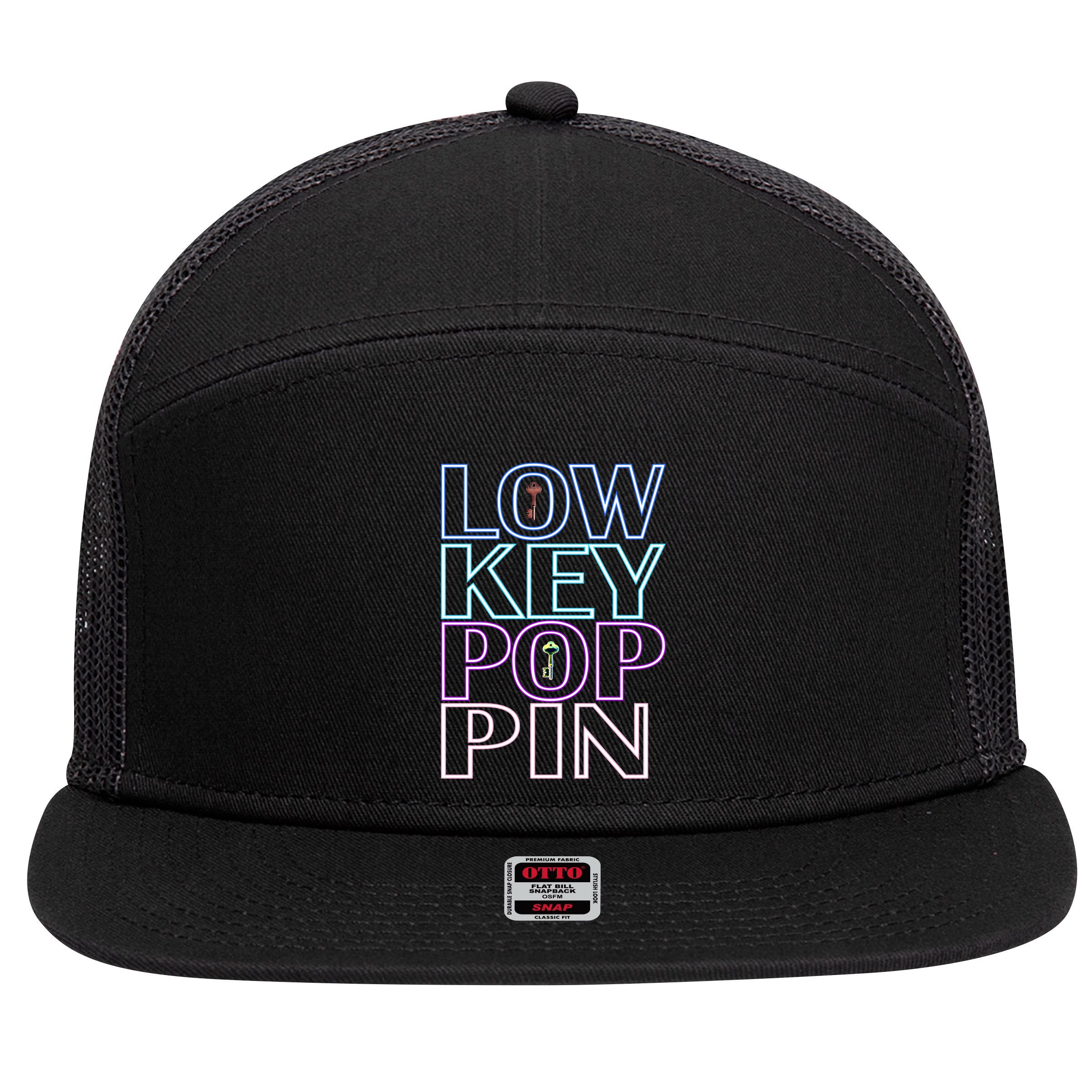 Lowkey Neon Poppin Gift 7 Panel Mesh Trucker Snapback Hat