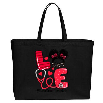 Love Nurse Practitioner Life Nurse Valentines Day Gift Cotton Canvas Jumbo Tote