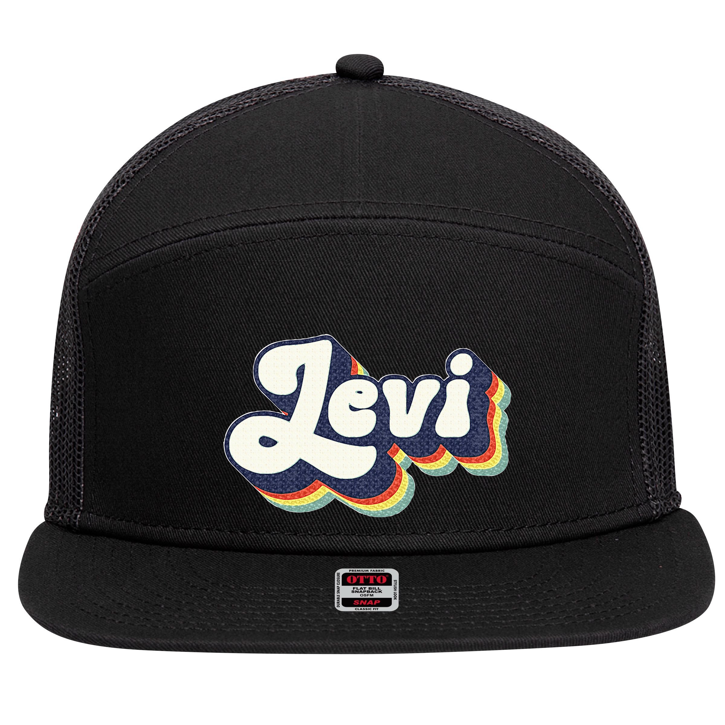 Levi Name Personalized Surname First Name Levi 7 Panel Mesh Trucker Snapback Hat