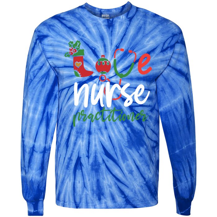 Love Nurse Practitioner Stethoscope Christmas SantaS Nurse Cute Gift Tie-Dye Long Sleeve Shirt