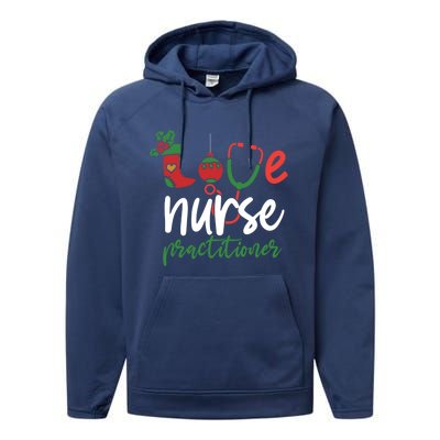 Love Nurse Practitioner Stethoscope Christmas SantaS Nurse Cute Gift Performance Fleece Hoodie