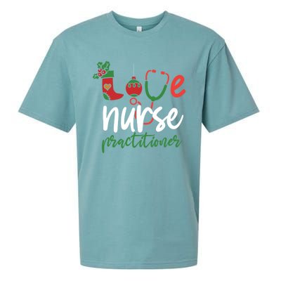 Love Nurse Practitioner Stethoscope Christmas SantaS Nurse Cute Gift Sueded Cloud Jersey T-Shirt