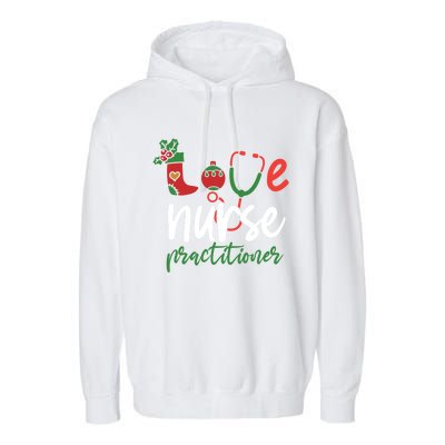 Love Nurse Practitioner Stethoscope Christmas SantaS Nurse Cute Gift Garment-Dyed Fleece Hoodie