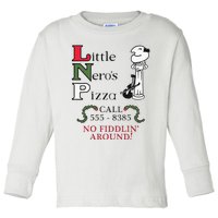 Little NeroS Pizza No Around Vintage Printed Graphic Toddler Long Sleeve Shirt