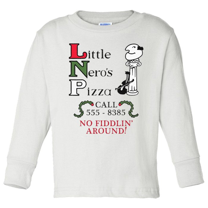 Little NeroS Pizza No Around Vintage Printed Graphic Toddler Long Sleeve Shirt