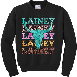 Lainey Name Personalized Cute Gifts Idea Lainey Bullskull Kids Sweatshirt