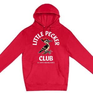 Little Nature Pecker Club Funny Woodpecker Premium Pullover Hoodie