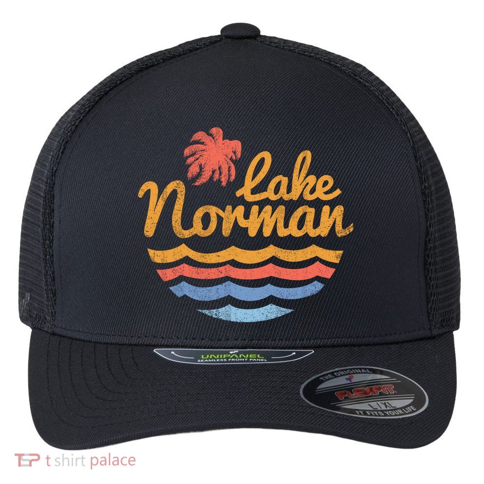 Lake Norman Retro Logo Flexfit Unipanel Trucker Cap