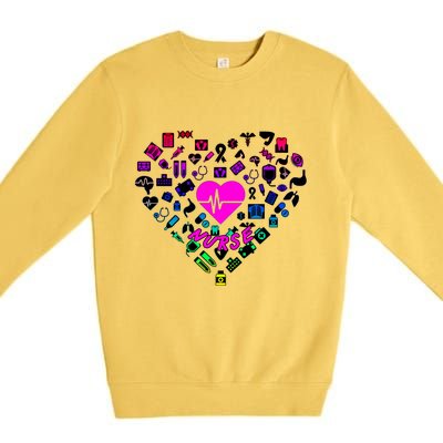 Love Nursing Rainbow Heart Collage Premium Crewneck Sweatshirt