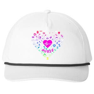 Love Nursing Rainbow Heart Collage Snapback Five-Panel Rope Hat