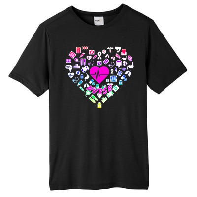 Love Nursing Rainbow Heart Collage Tall Fusion ChromaSoft Performance T-Shirt