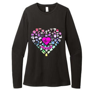 Love Nursing Rainbow Heart Collage Womens CVC Long Sleeve Shirt