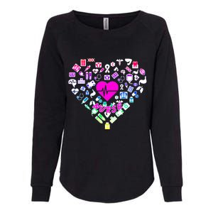 Love Nursing Rainbow Heart Collage Womens California Wash Sweatshirt