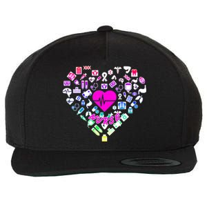 Love Nursing Rainbow Heart Collage Wool Snapback Cap