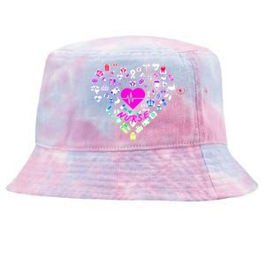 Love Nursing Rainbow Heart Collage Tie-Dyed Bucket Hat