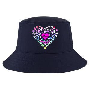 Love Nursing Rainbow Heart Collage Cool Comfort Performance Bucket Hat