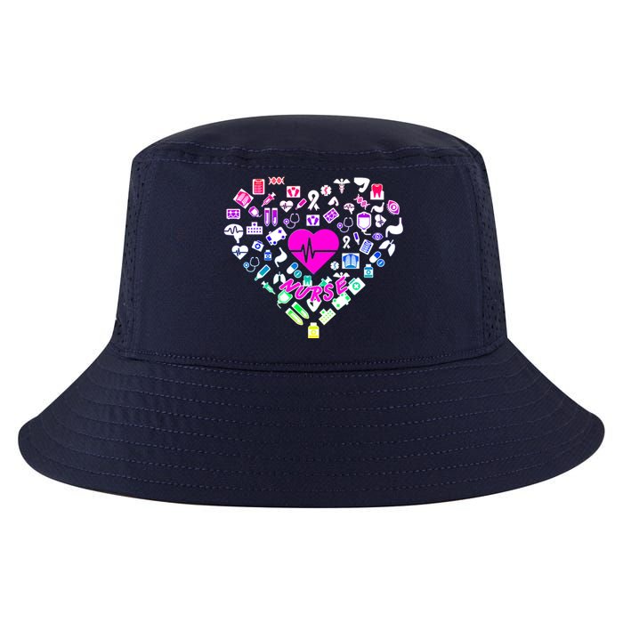 Love Nursing Rainbow Heart Collage Cool Comfort Performance Bucket Hat