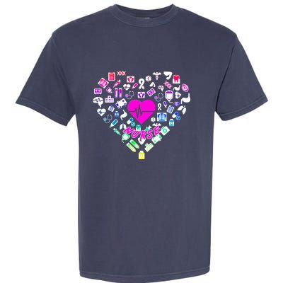 Love Nursing Rainbow Heart Collage Garment-Dyed Heavyweight T-Shirt