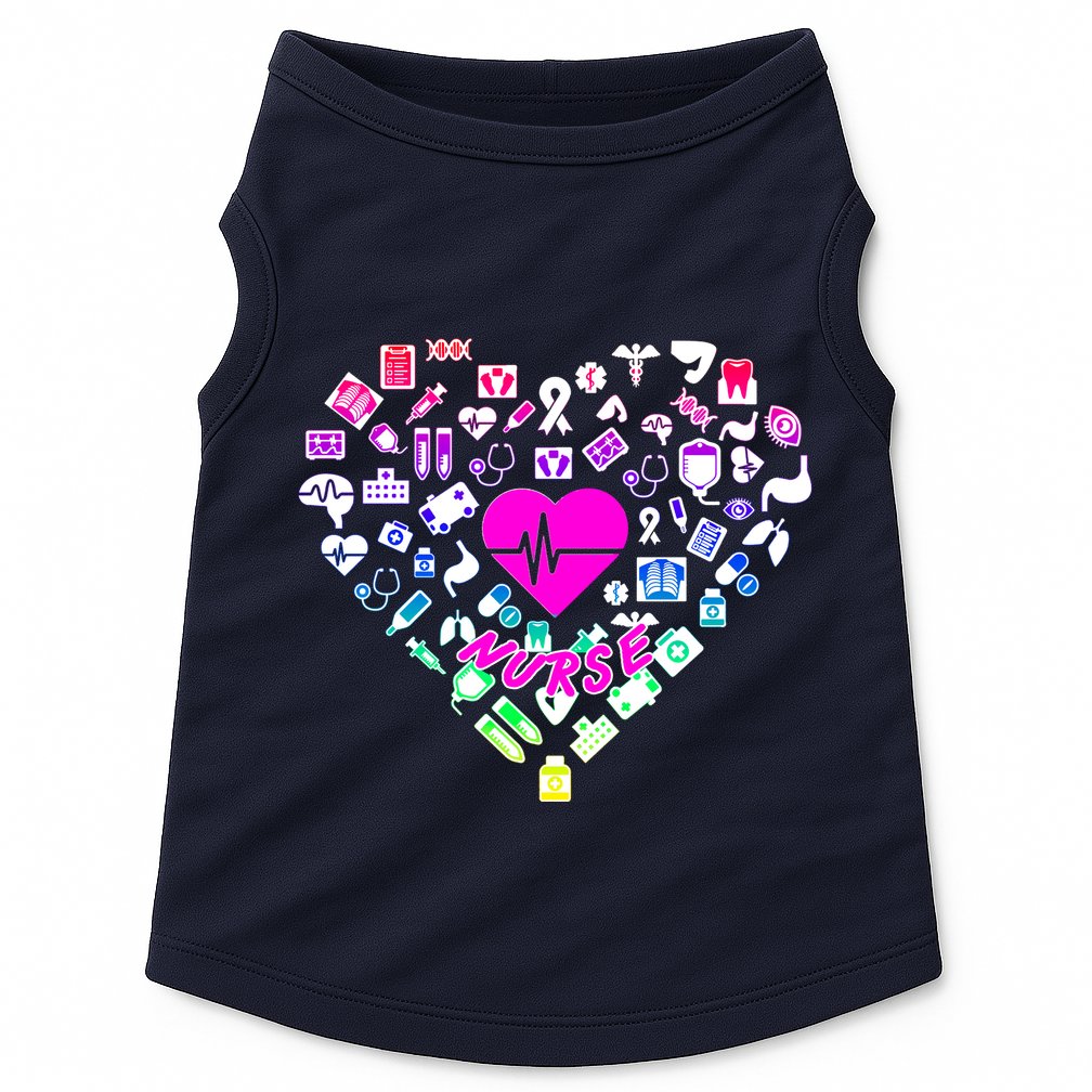 Love Nursing Rainbow Heart Collage Doggie Tank
