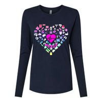 Love Nursing Rainbow Heart Collage Womens Cotton Relaxed Long Sleeve T-Shirt