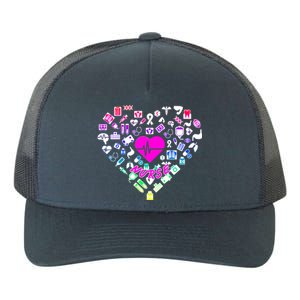 Love Nursing Rainbow Heart Collage Yupoong Adult 5-Panel Trucker Hat