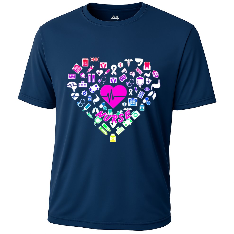 Love Nursing Rainbow Heart Collage Cooling Performance Crew T-Shirt