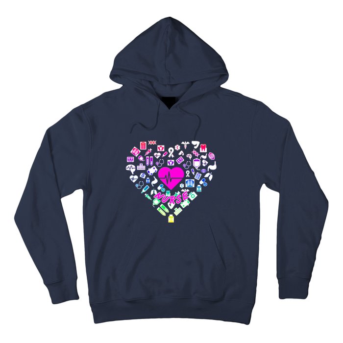 Love Nursing Rainbow Heart Collage Hoodie