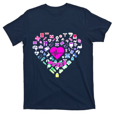 Love Nursing Rainbow Heart Collage T-Shirt