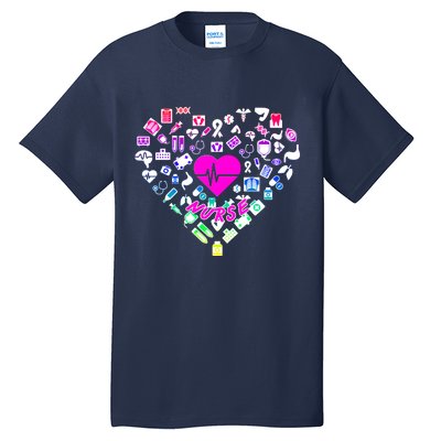 Love Nursing Rainbow Heart Collage Tall T-Shirt