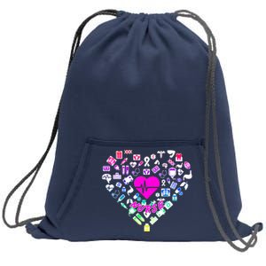 Love Nursing Rainbow Heart Collage Sweatshirt Cinch Pack Bag