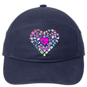 Love Nursing Rainbow Heart Collage 7-Panel Snapback Hat