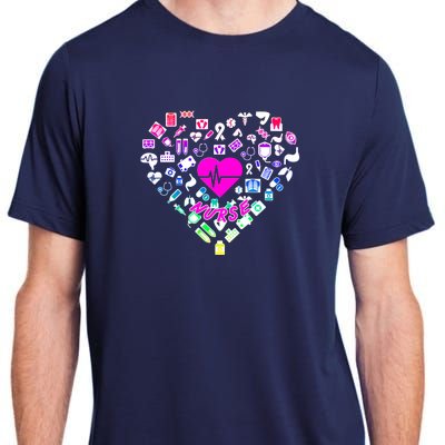 Love Nursing Rainbow Heart Collage Adult ChromaSoft Performance T-Shirt