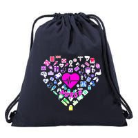 Love Nursing Rainbow Heart Collage Drawstring Bag