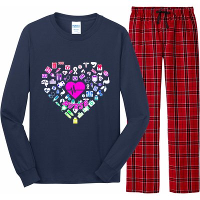 Love Nursing Rainbow Heart Collage Long Sleeve Pajama Set