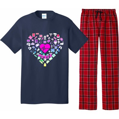 Love Nursing Rainbow Heart Collage Pajama Set