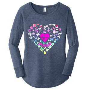 Love Nursing Rainbow Heart Collage Women's Perfect Tri Tunic Long Sleeve Shirt