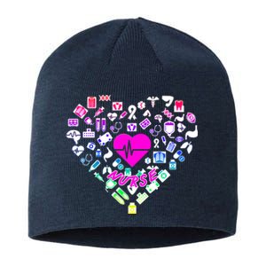 Love Nursing Rainbow Heart Collage Sustainable Beanie