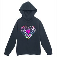 Love Nursing Rainbow Heart Collage Urban Pullover Hoodie