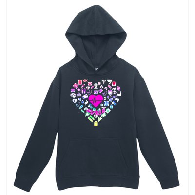 Love Nursing Rainbow Heart Collage Urban Pullover Hoodie